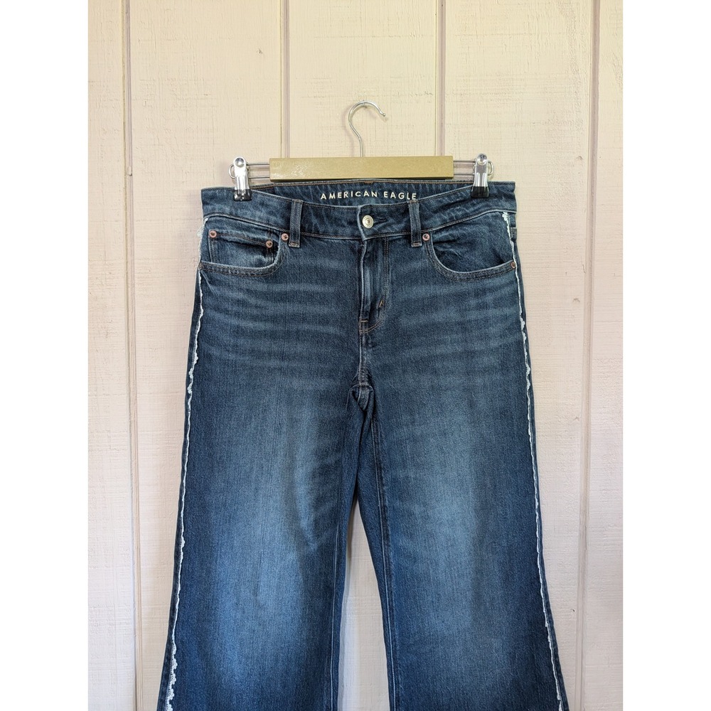American Eagle Low-Rise Flare Jean   Lace Trim Size 4 - Picture 3 of 13